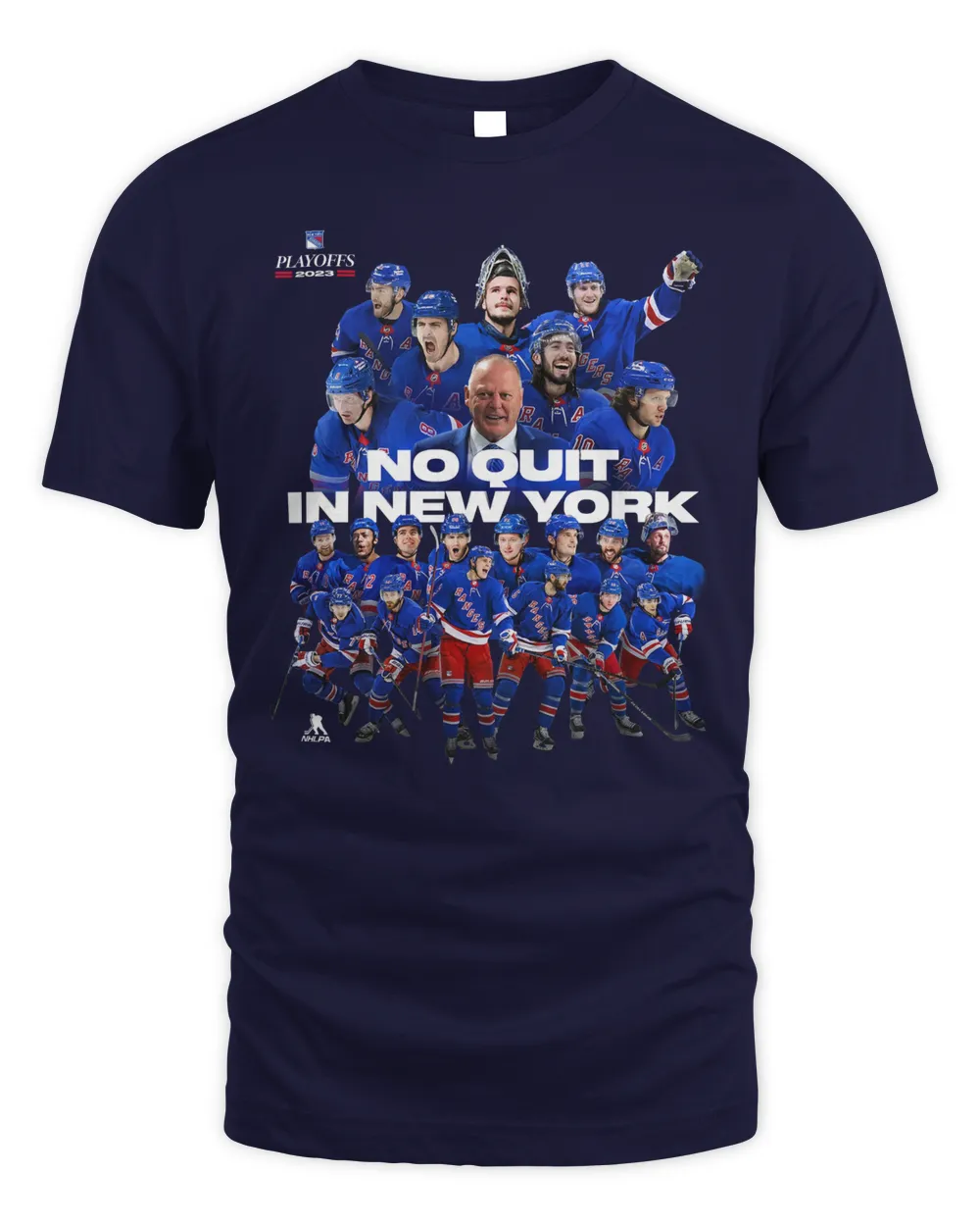 Fanatics Rangers 22-23 Playoff Team Photo T-Shirt Clothing Unisex Standard T-Shirt navy s