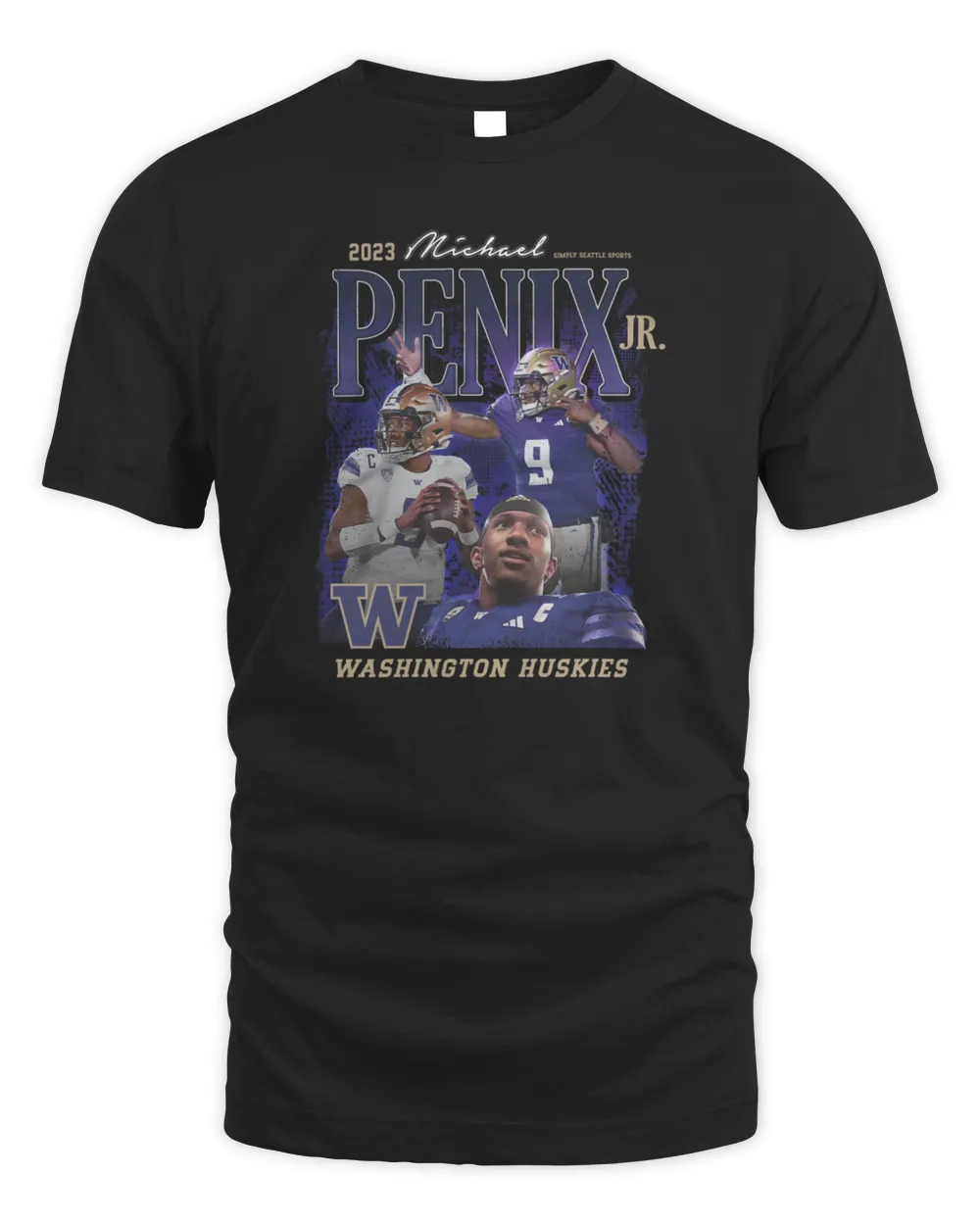 Washington Huskies 2023 Simply Seattle X Michael Penix Jr NIL Shirt Unisex Standard T-Shirt black s
