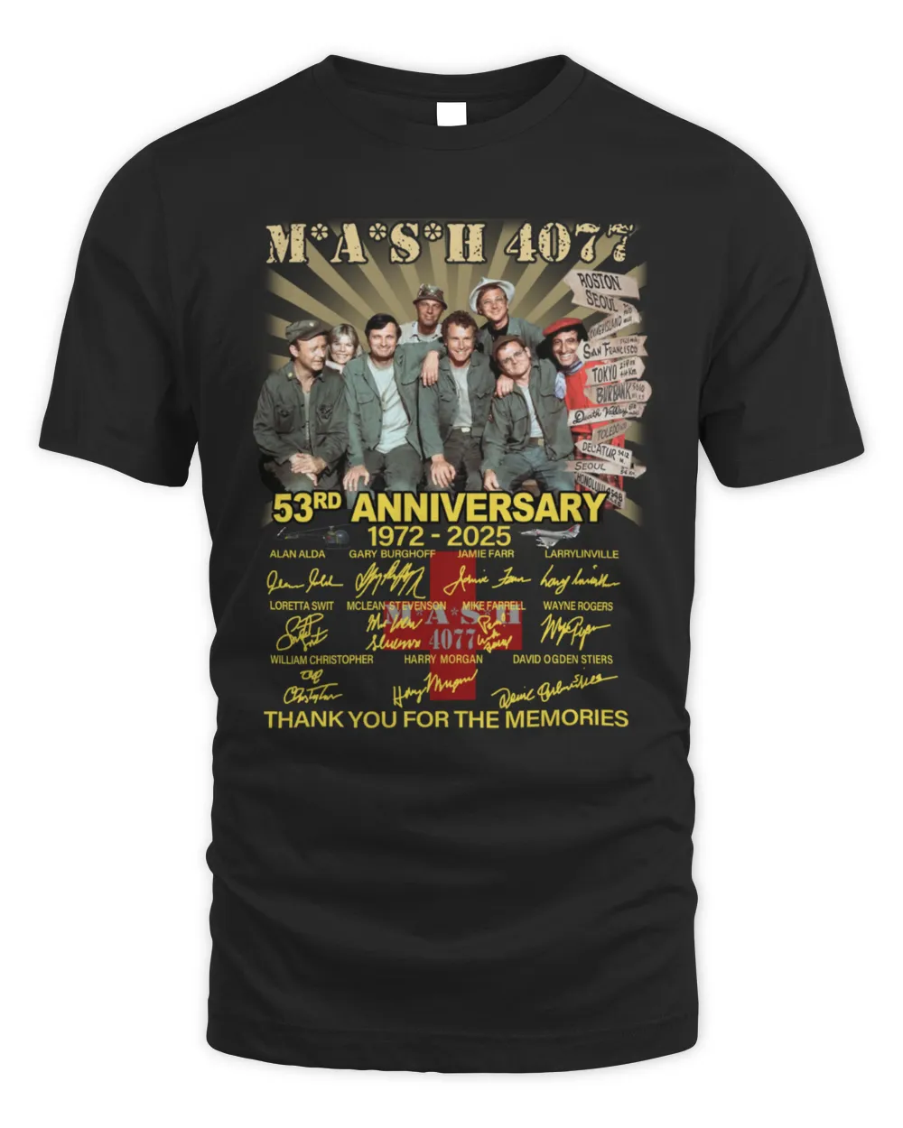MASH 4077 53rd Anniversary 1972-2025 Thank You For The Memories T-Shirts Unisex Standard T-Shirt black s