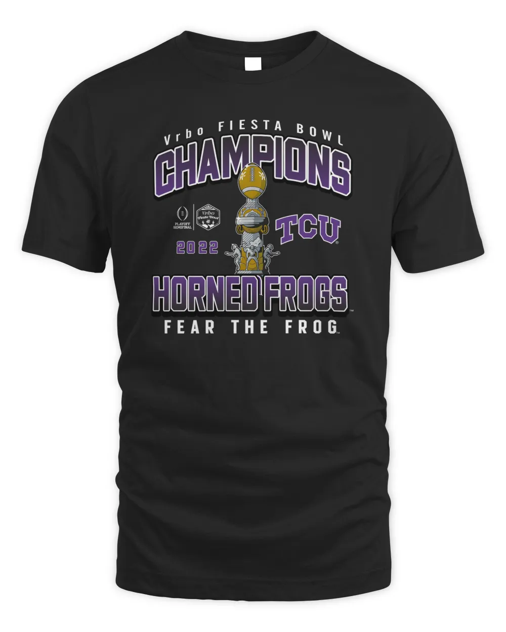 Vrbo Fiesta Bowl 2022 TCU Horned Frogs College Football Playoff Champions Hometown Celebration T-Shirt Unisex Standard T-Shirt black s
