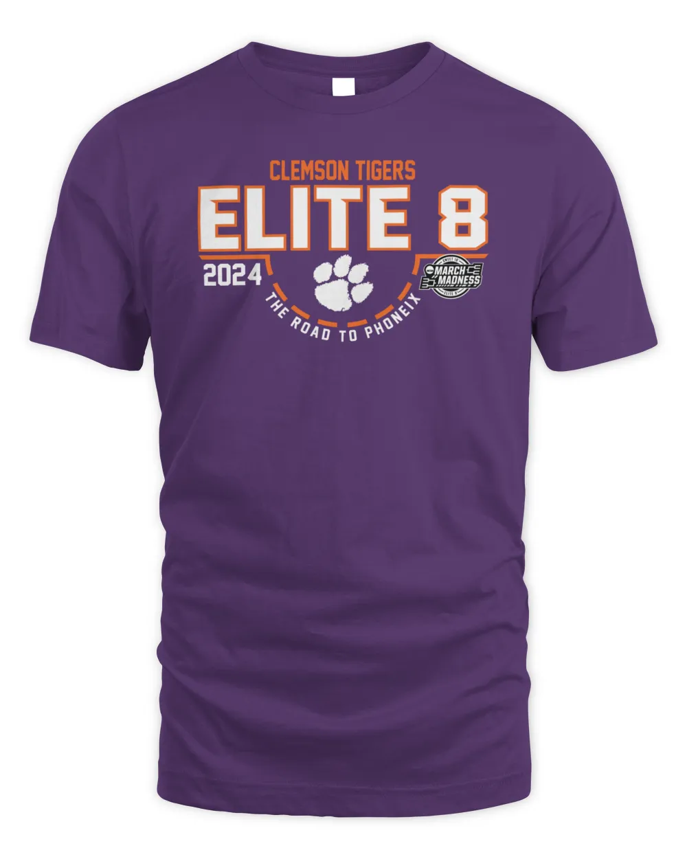 Clemson Tigers 2024 Elite 8 T-Shirt NCAA Men's Basketball March Madness Unisex Standard T-Shirt purple s