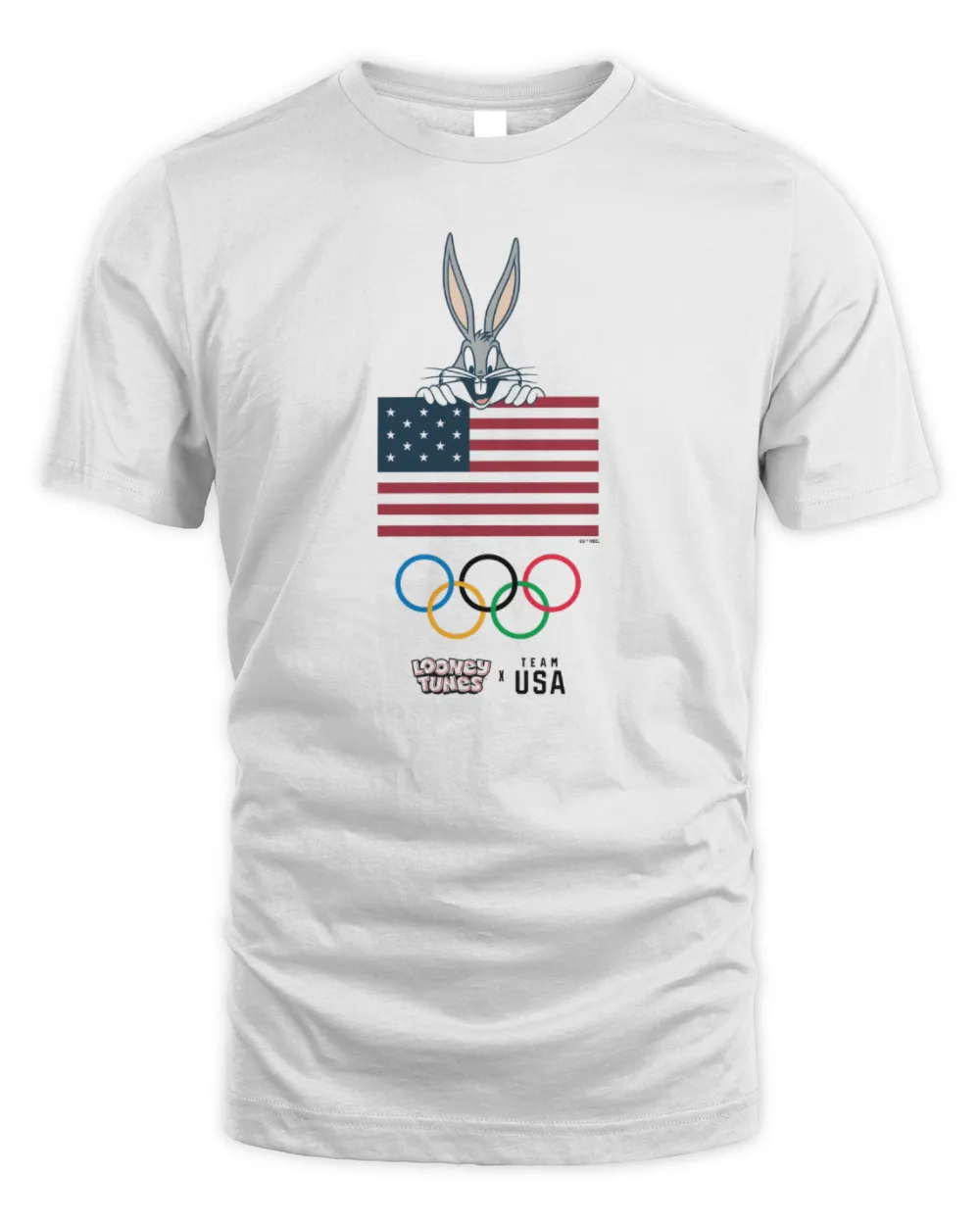 Looney Tunes X Team Usa Bugs Bunny Olympic Rings T-Shirt Unisex Standard T-Shirt white s