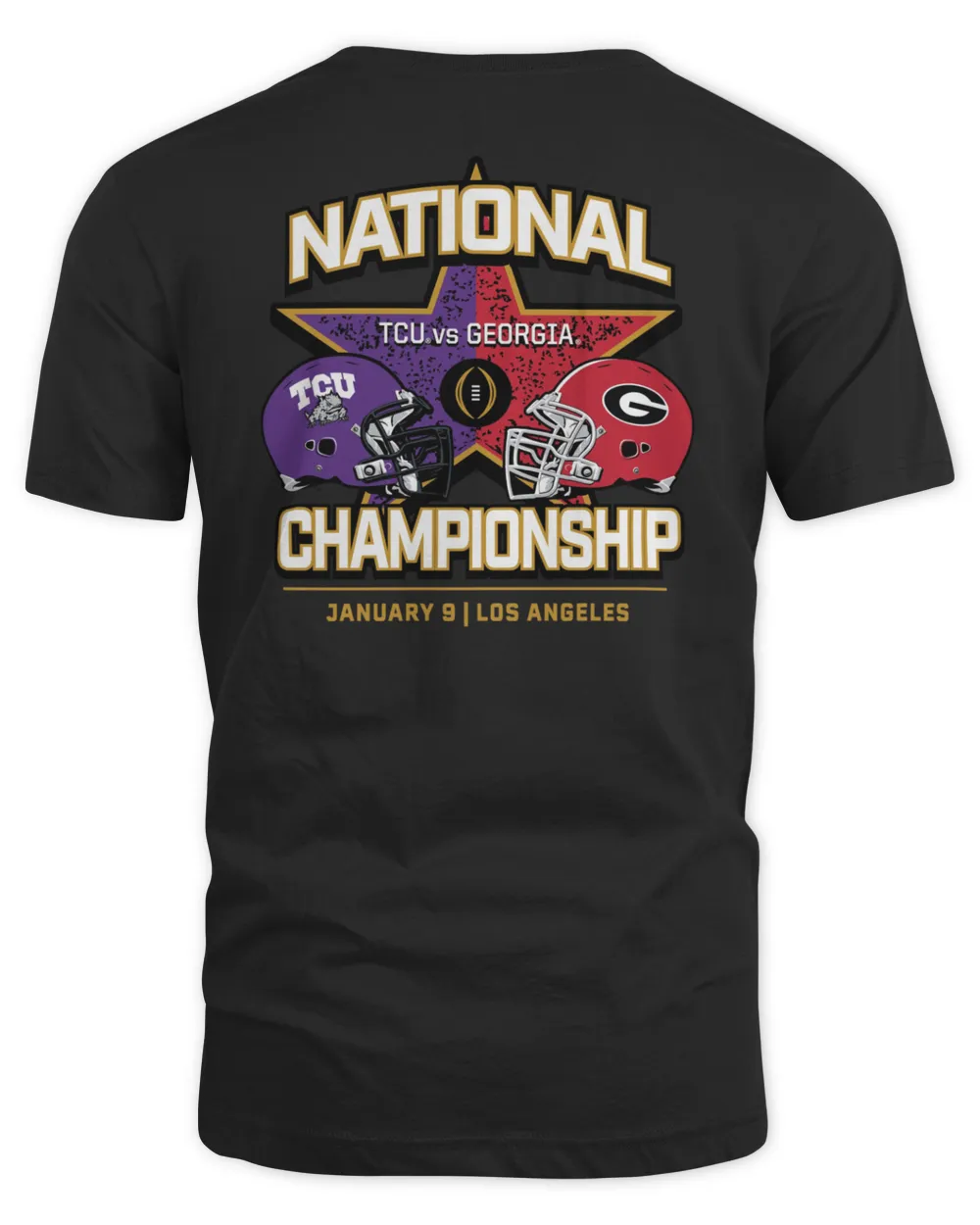 TCU Horned Frogs vs. Georgia Bulldogs College Football Playoff 2023 National Championship Matchup Shirt Unisex Standard T-Shirt black s