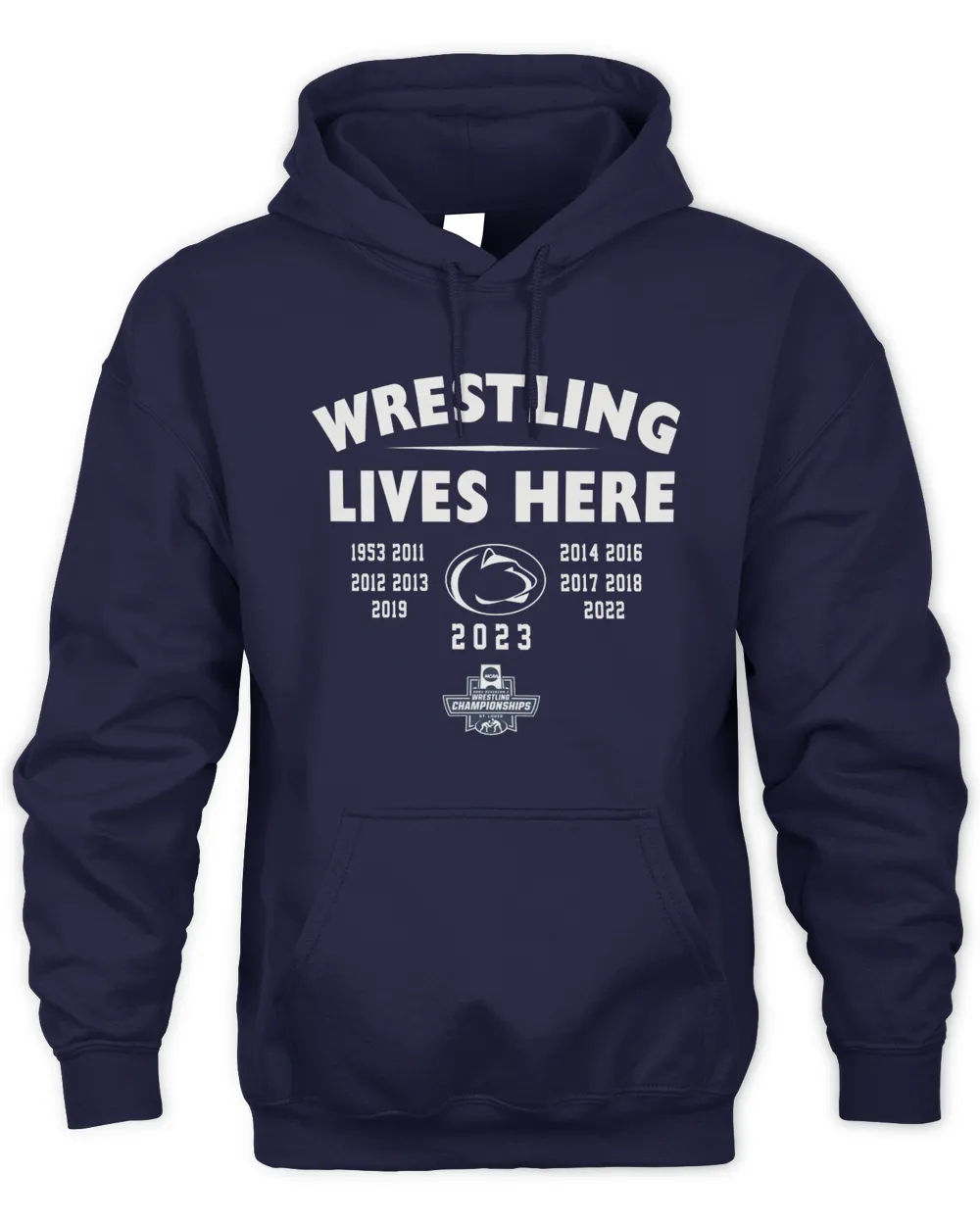 2023 Penn State Wrestling Lives Here Hoodie Unisex Hoodie navy s
