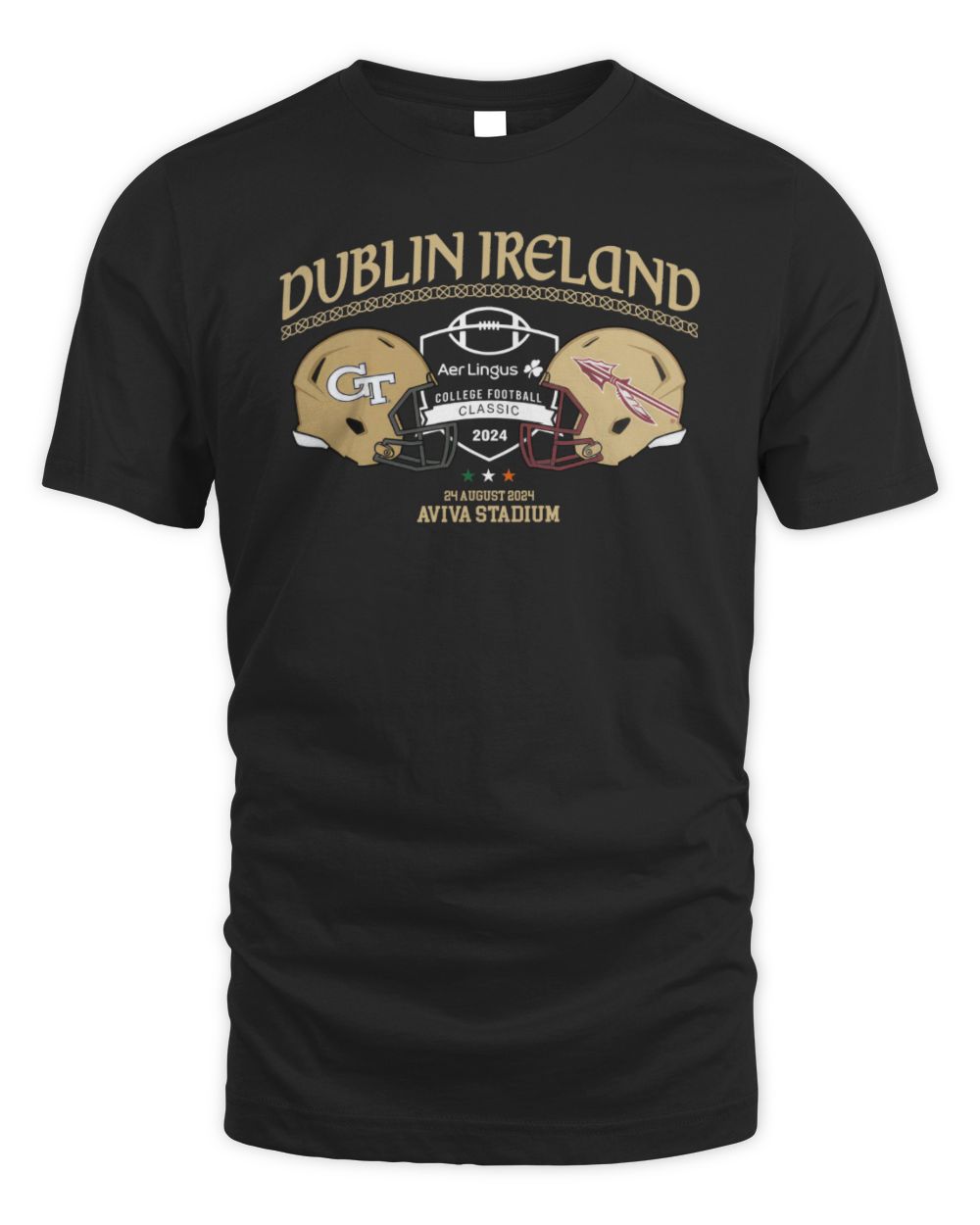 Georgia Tech Vs Florida State 2024 Dublin Ireland Shirt College Football Ireland Store Unisex Standard T-Shirt black s