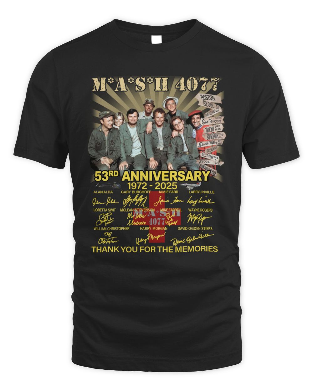 MASH 4077 53rd Anniversary 1972-2025 Thank You For The Memories T-Shirts Unisex Standard T-Shirt black s