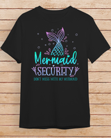 Memaid Security Mermaid Daddy Merdad Father's Day Merman Dad T Shirt Unisex Standard T-Shirt black s