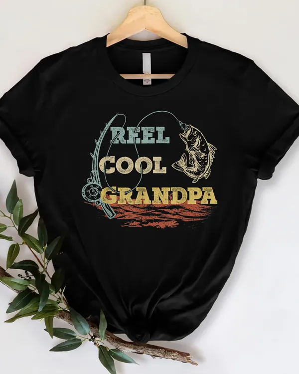 Vintage Reel Cool Grandpa Fisherman Father's Day Fishing T Shirt