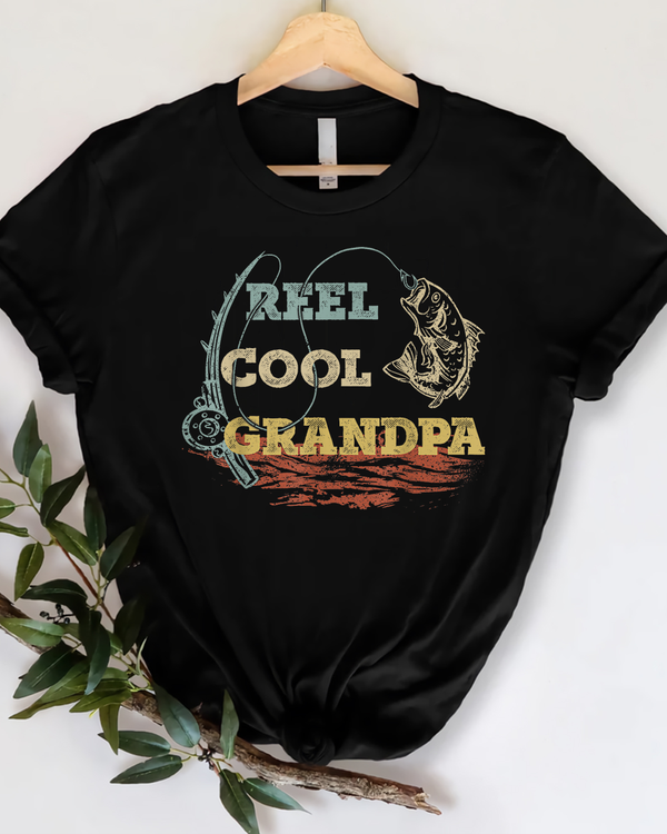 Vintage Reel Cool Grandpa Fisherman Father's Day Fishing T Shirt