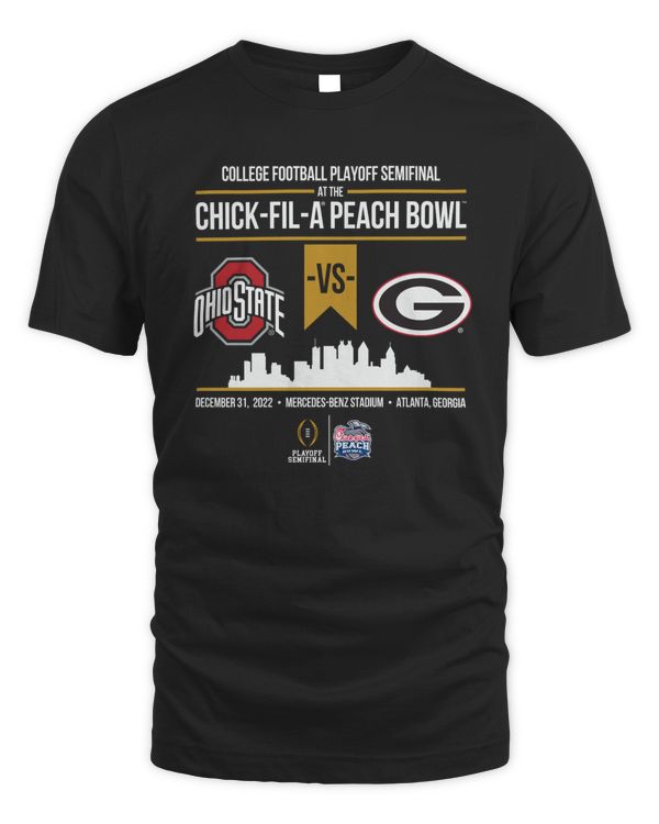 2022 College Football Playoff Peach Bowl Head To Head Black T-Shirt
