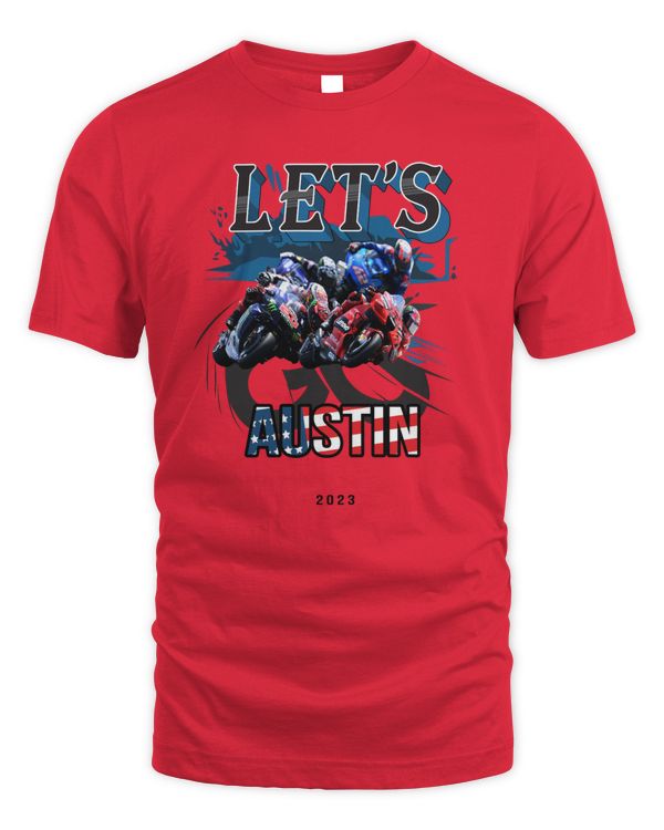 MotoGP USA Grand Prix Lets Go Graphic T-Shirt Red New